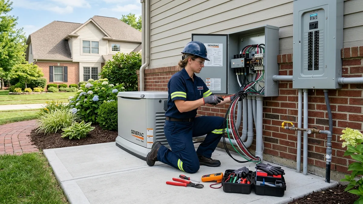 Whole home standby generator and automatic transfer switch installation in Independence, MO